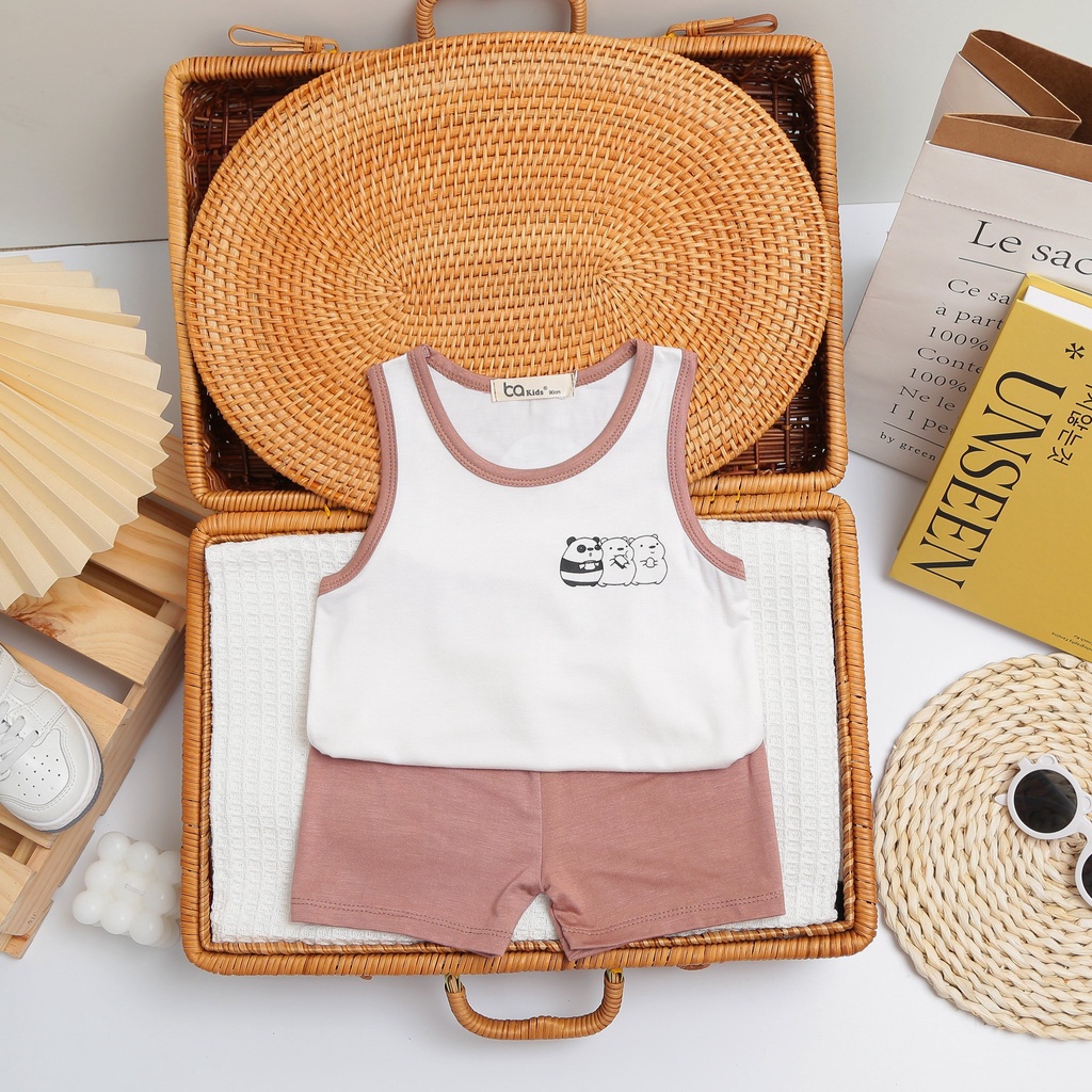 Bộ Ba Lỗ Bé Trai Bé Gái BA KIDS Vải Thun Lạnh Phối Viền Basic, Bộ Quần Áo Cho Bé Mặc Nhà BLKW1