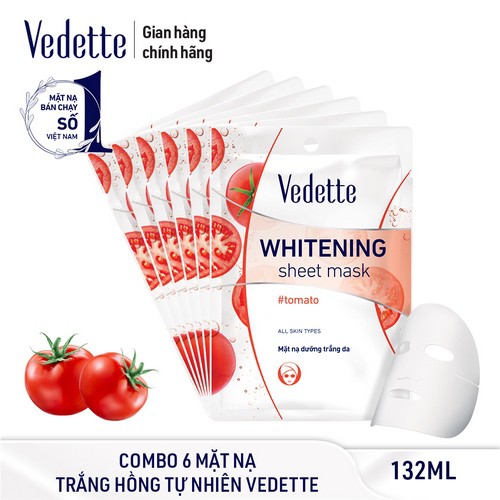 Combo 6 Mặt Nạ Trắng Hồng Tự Nhiên Vedette Whitening Sheet Mask Set