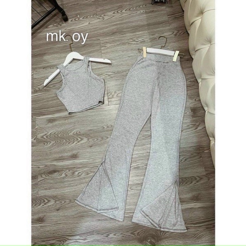 Set áo ba lỗ ngược kèm quần ống rộng xẻ tà dưới siêu xinh B2