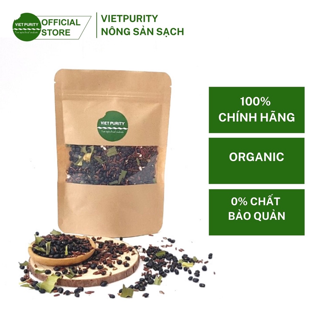 Trà gạo lức đậu đen xanh lòng 500g-1kg Vietpurity, trà detox thảo mộc giảm cân tự nhiên thanh nhiệt giải độc