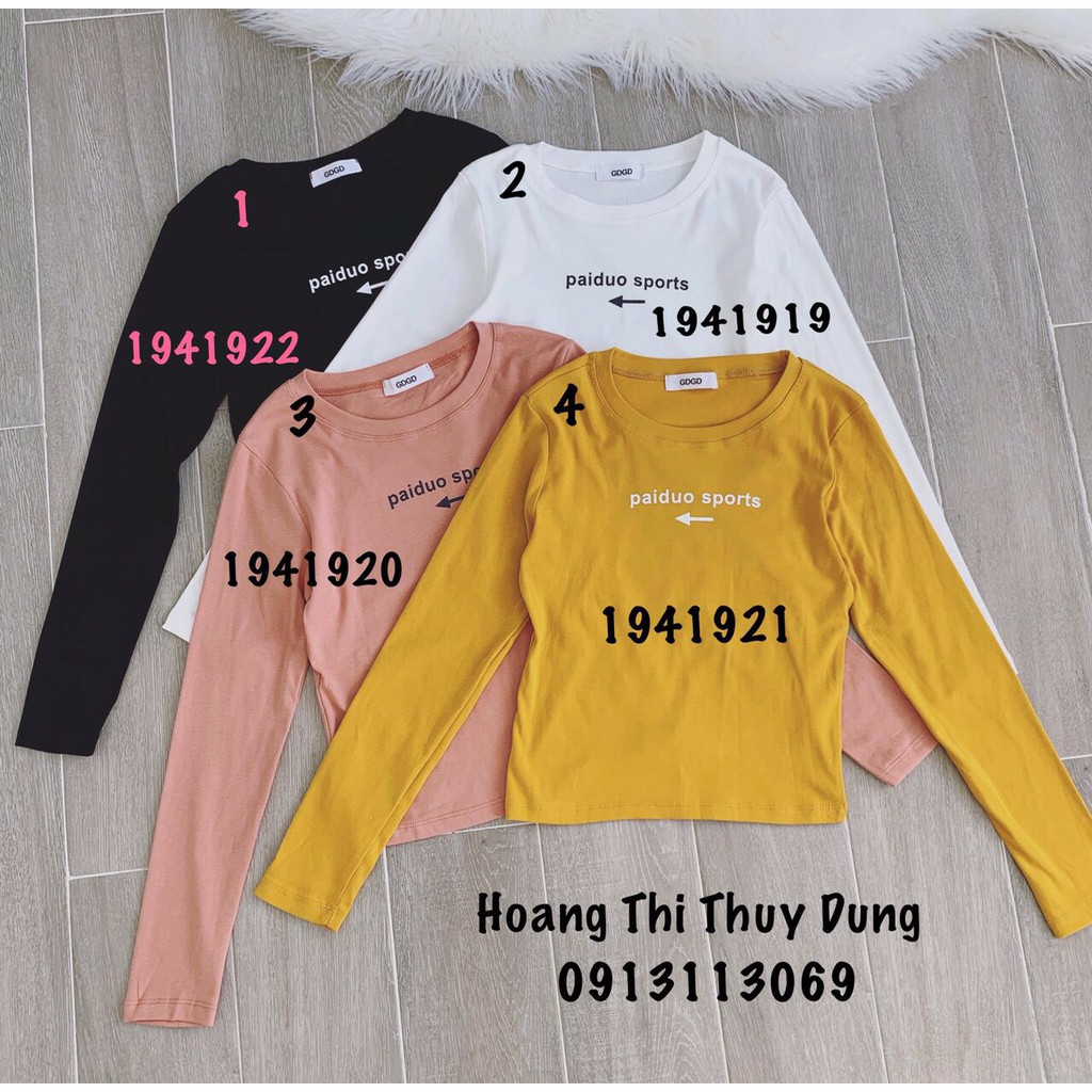 Áo Thun Tay Dài Dáng Trơn In Chữ PAIDUO SPORT Nữ Tính TTS0728
