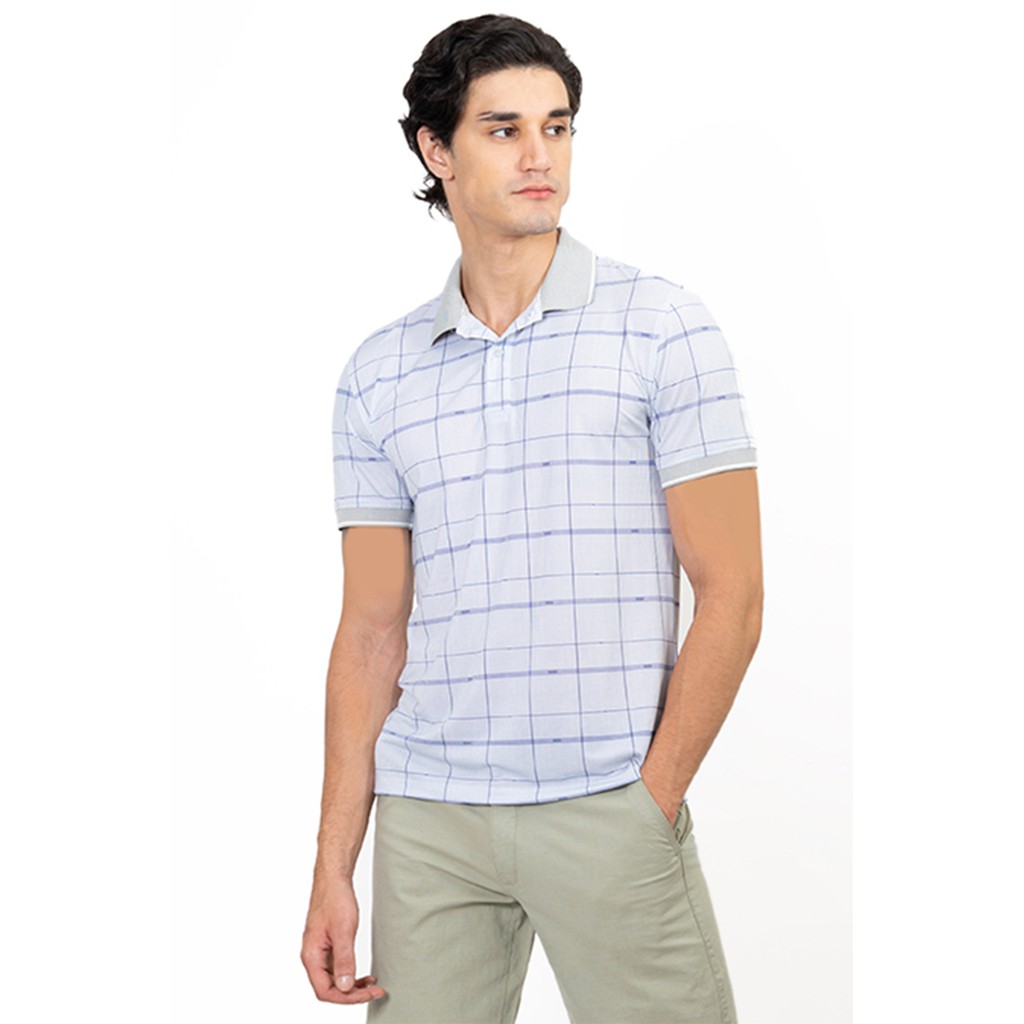 Áo Polo nam Novelty cổ bo không túi màu xanh NATMHCMCLR191106N