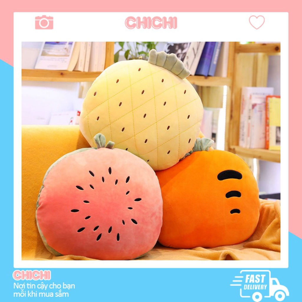 Gối mền trái cây tròn cute siêu đáng yêu bộ chăn gối văn phòng 3 trong 1 ChiChi GM022