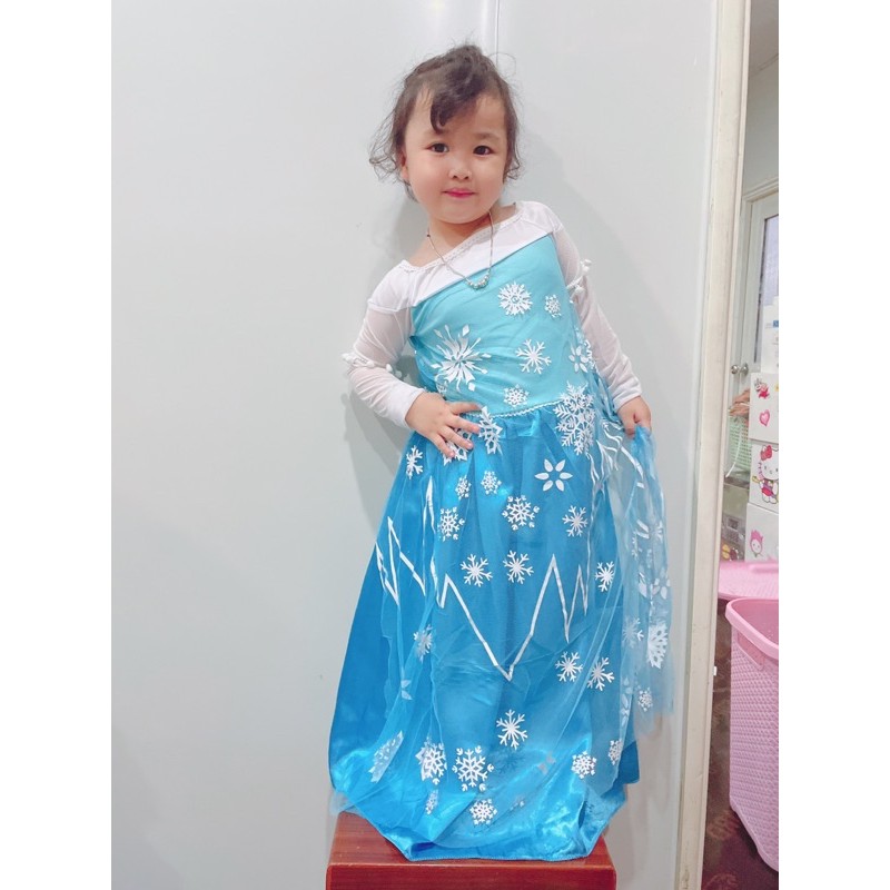 Váy hoá trang công chúa elsa cho bé màu xanh dễ thương - HN3