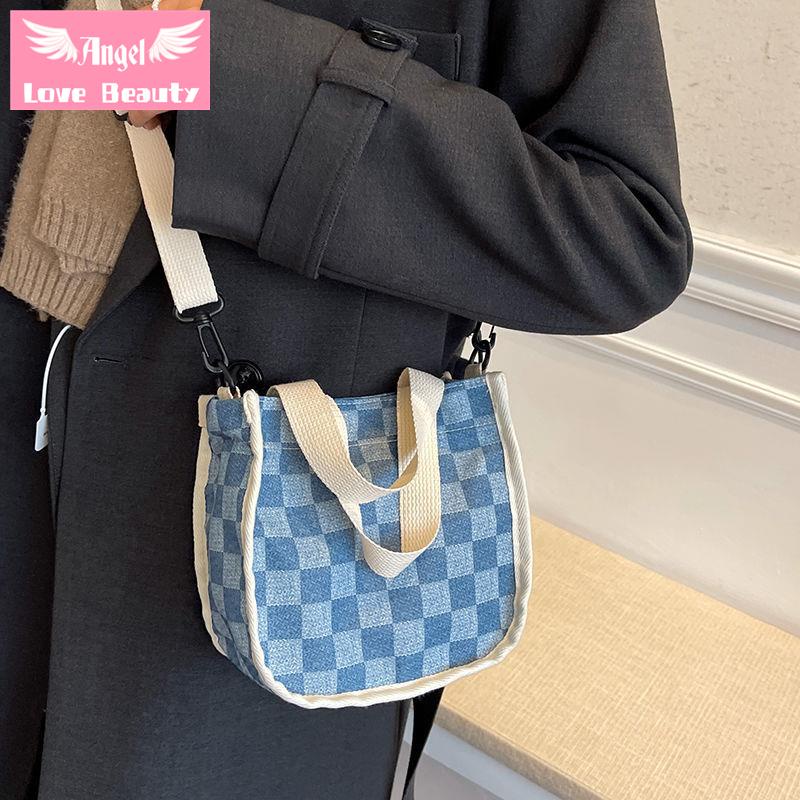 Angel~ [Hàng Có Sẵn] Túi Đựng Mỹ Phẩm Cỡ Nhỏ Phong Cách Nhật Bản Chất Denim Dễ Phối Đồ Thời Trang Mùa Thu Cho Nữ