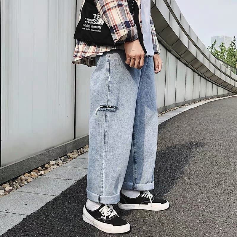 Quần Jean Nam - Quần Baggy Nam Nữ Wash Rách Cao Cấp - Kết Hợp Với Áo Thun Và Áo Sơ mi Chuẩn Hàn