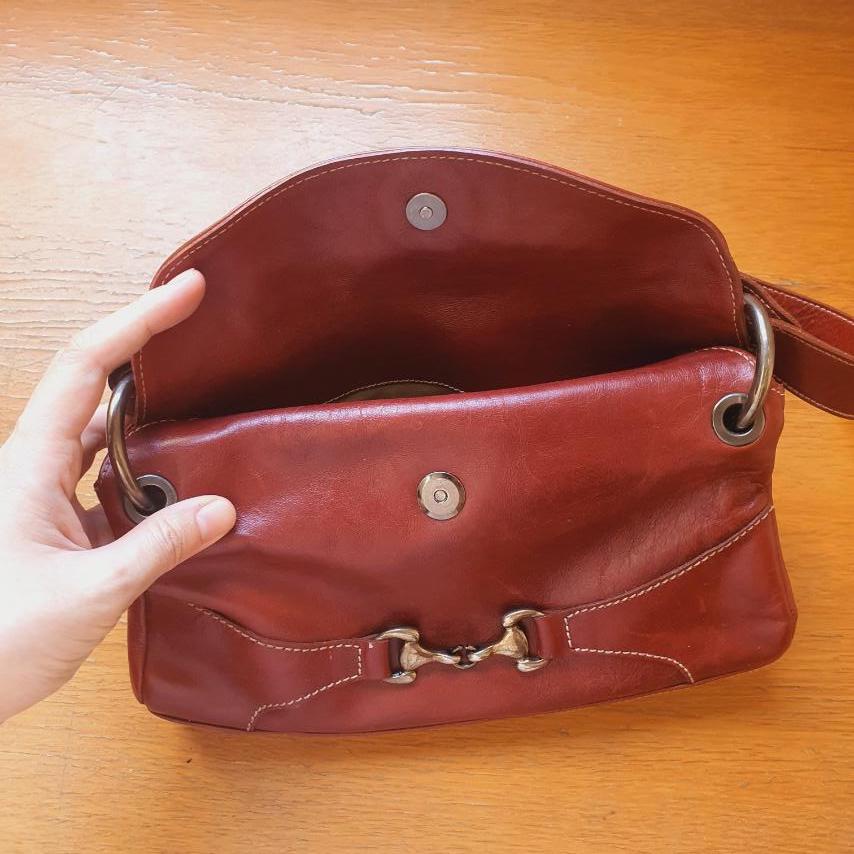 Túi đeo vai da thật vintage. Hiệu Evergreen. Made in Spain - em và nắng