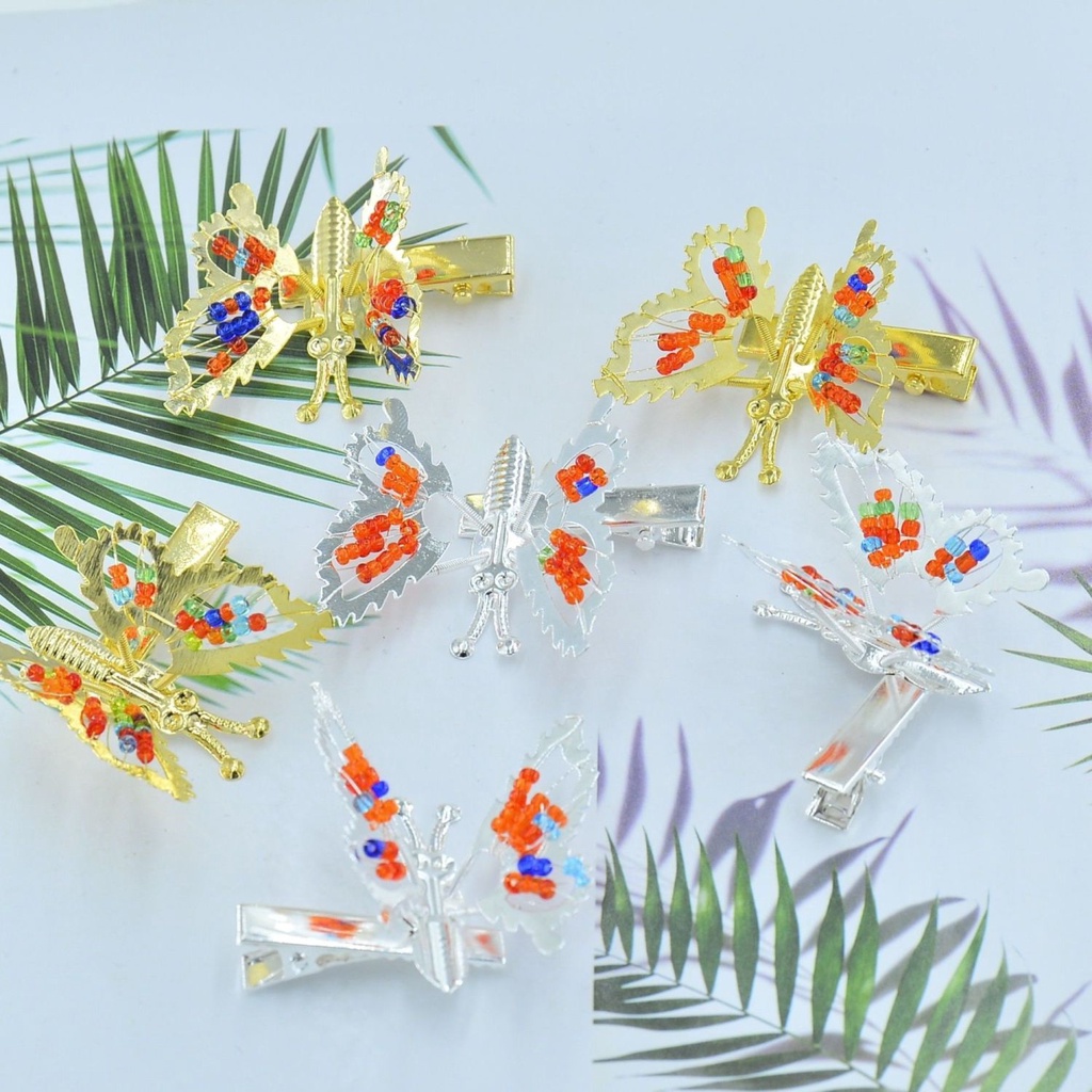 M &amp; E Kẹp Tóc Kim Loại Hình Bướm Lắc Lò Xo Phong Cách Mới Dễ Phối Đồ Cho Trẻ Em 8090