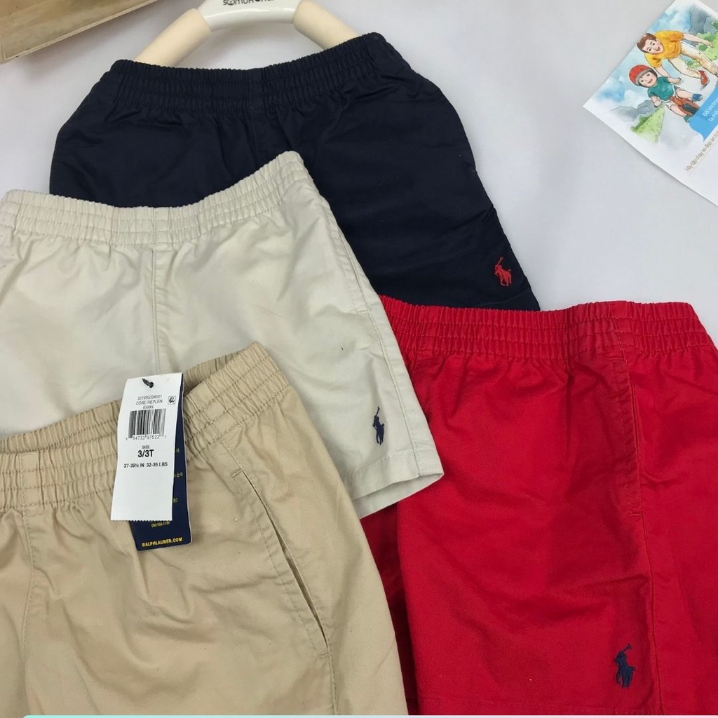 Quần đùi bé trai quần sooc kaki cho bé 6-15kg Polo xuất dư-Q13422