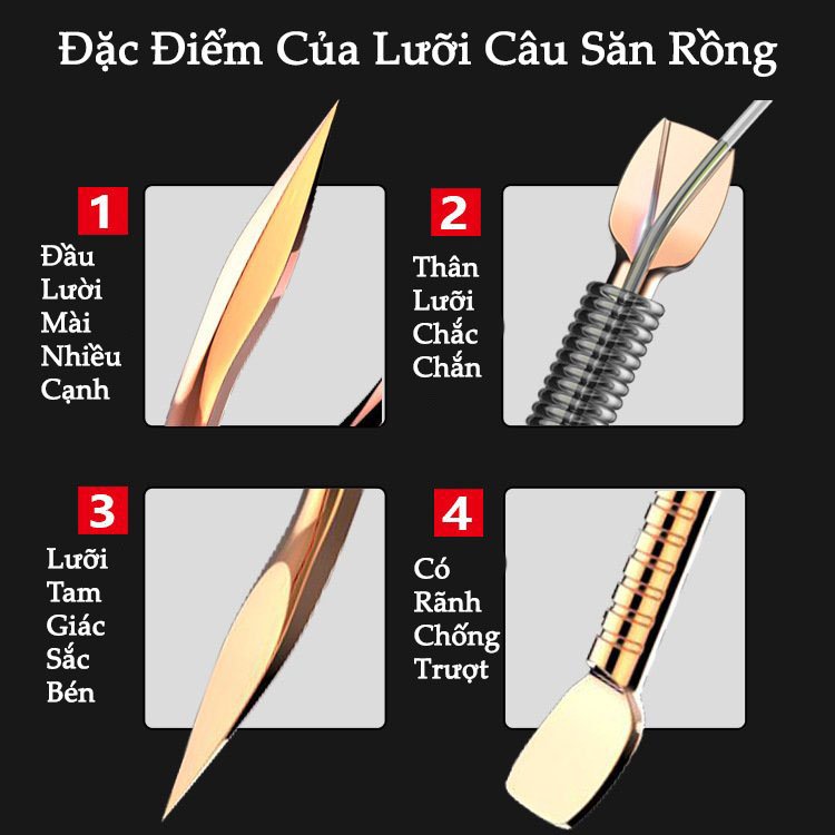 Lưỡi câu cá CJF, Lưỡi Câu SĂN RỒNG có ngạnh Nhật Bản siêu bén siêu bền cao cấp