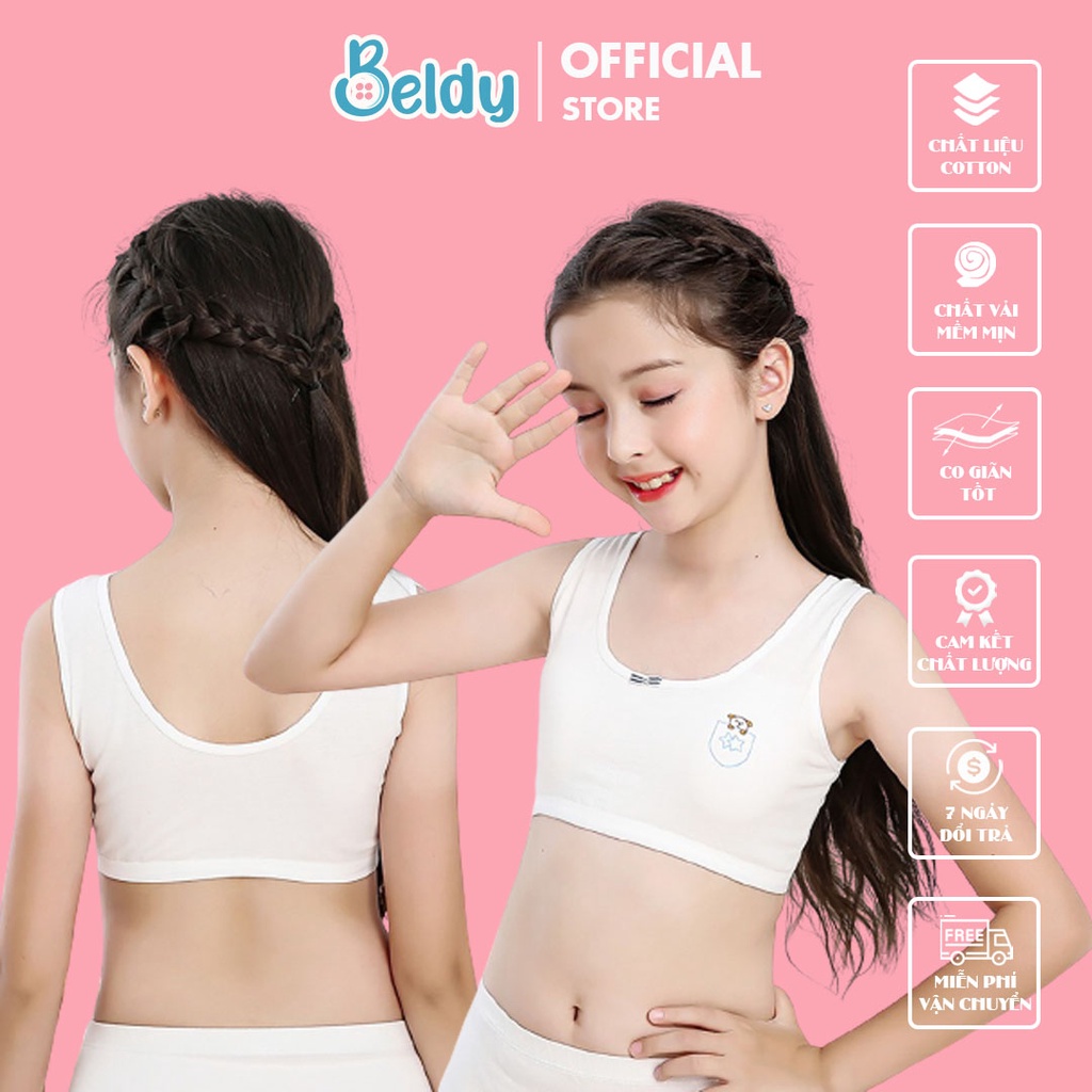 Áo lá học sinh có mút, Áo Bra bé gái cotton có đệm mút BD68