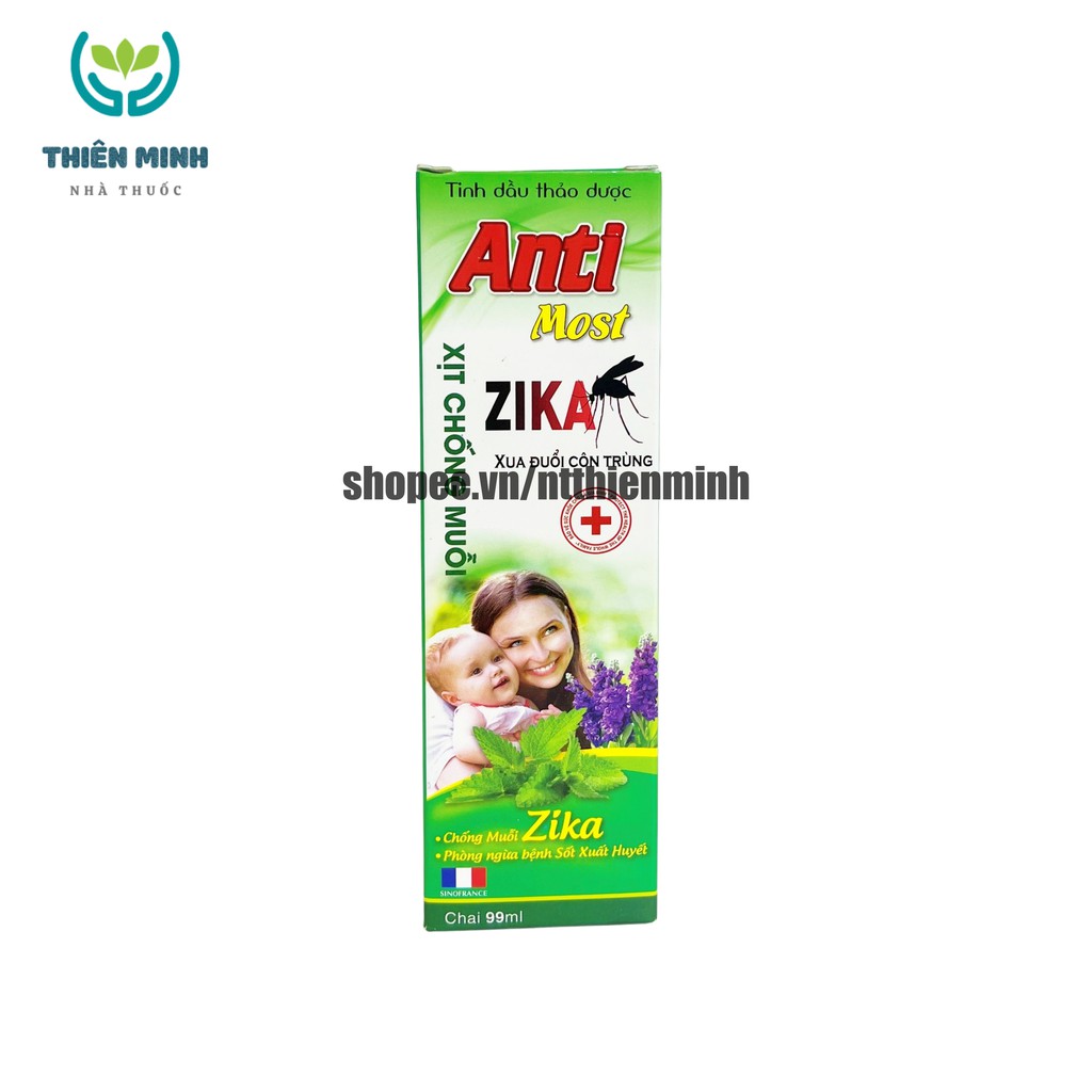 Xịt chống muỗi ZIKA xua đuổi côn trùng, tránh muỗi đốt – Hộp 1 chai 99ml