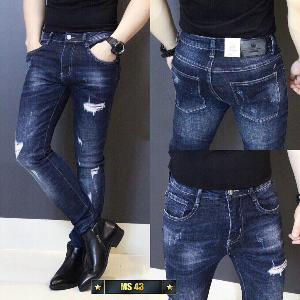 Quần jean rách rách bụi vải jean co giãn form quần ôm SKYMEN FASHION 43
