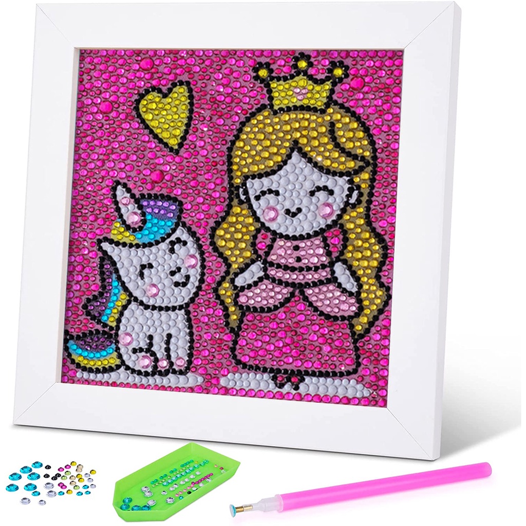 Bộ Tranh Đính Đá 5D Hình Công Chúa Lạc Đà Kèm Khung Gỗ Dành Cho Bé Trai Và Bé Gái Mã 2-Shcy72