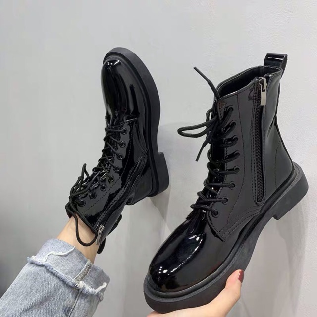 (Sẵn 39)✨ Bốt cao cổ có khoá cạnh da PU Ulzzang bóng cá linh lung linh nổi bật_ ảnh thật cuối