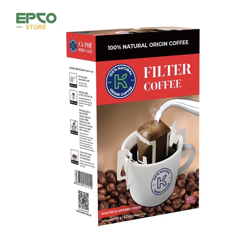 CÀ PHÊ PHIN GIẤY K Filter 105g (7 gói x 15g)