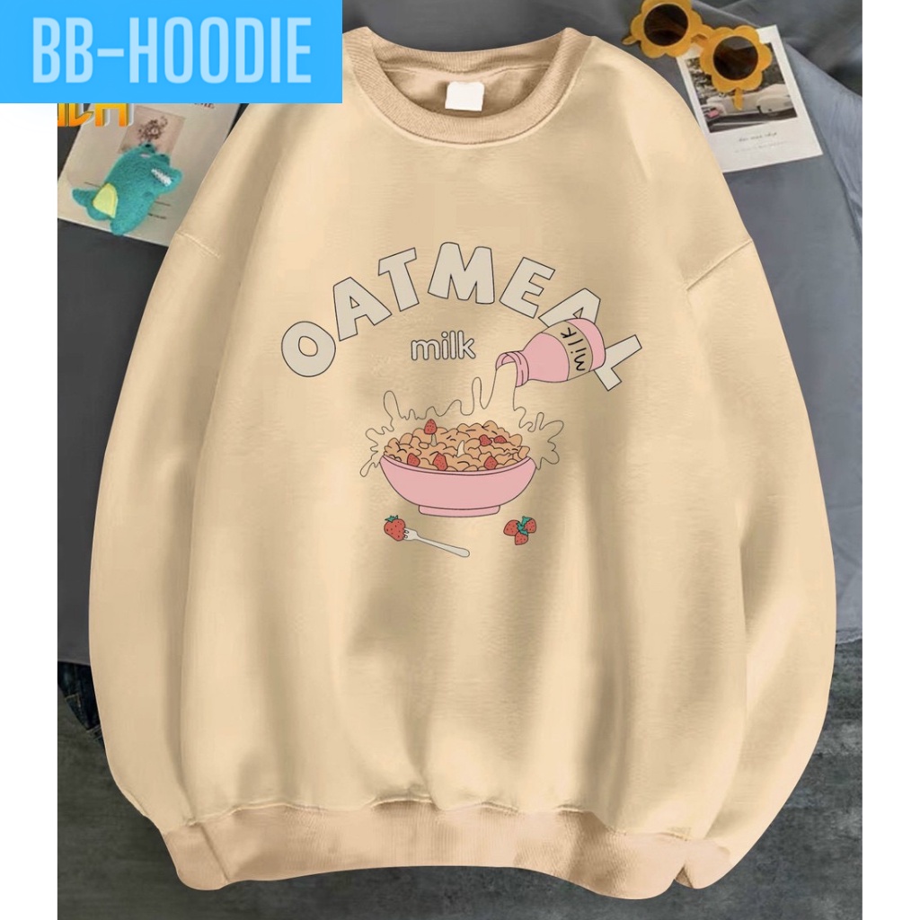 ÁO SWEATER NỈ PHOM NAM NỮ OATMEAL CỰC ĐẸP