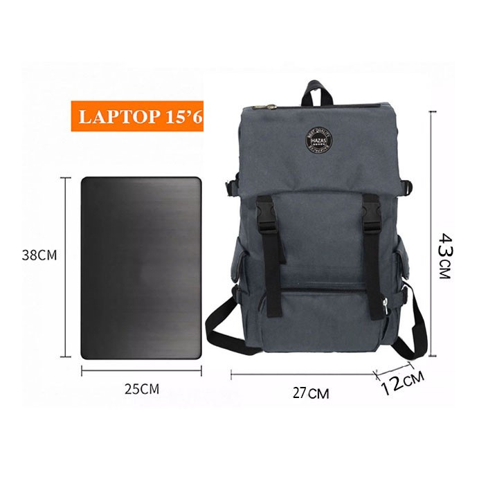 Balo thời trang nam nữ, Balo laptop du lịch chất liệu vải dày dặn đựng vừa laptop 16 inch