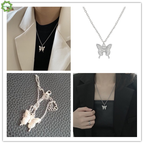 Dây chuyền có mặt hình bướm màu bạc phong cách Hàn Quốc thời trang