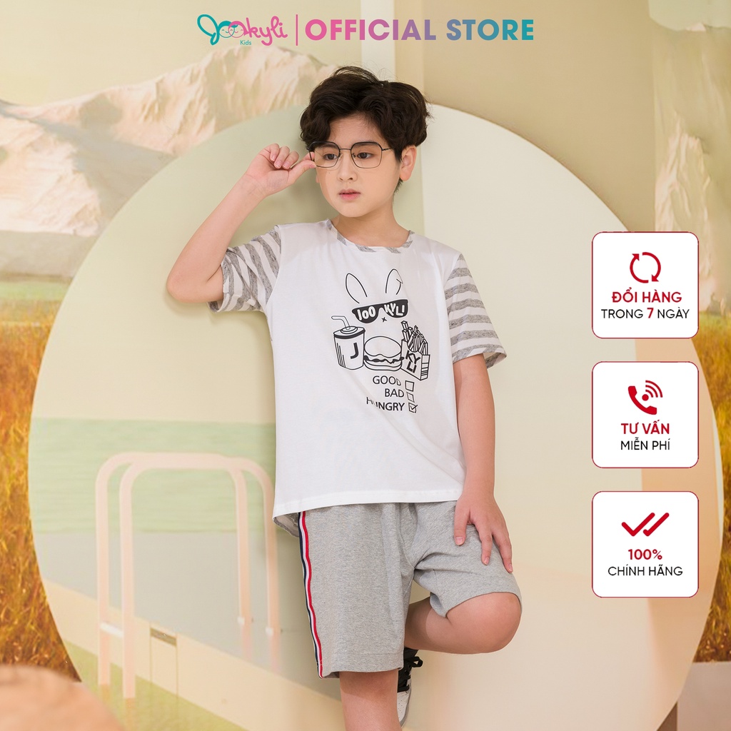 Bộ quần áo thun JOOKYLI bé trai màu xám 94B0548