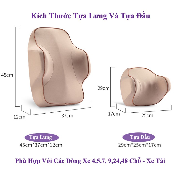 Gối tựa đầu ô tô,Gối tựa lưng ô tô xe hơi cao cấp chất liệu cao su non đúc nguyên khối siêu đàn hồi