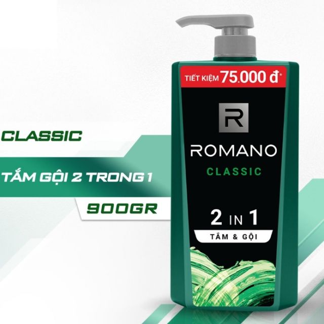 Tắm gội 2 trong 1 Romano Classic 900g