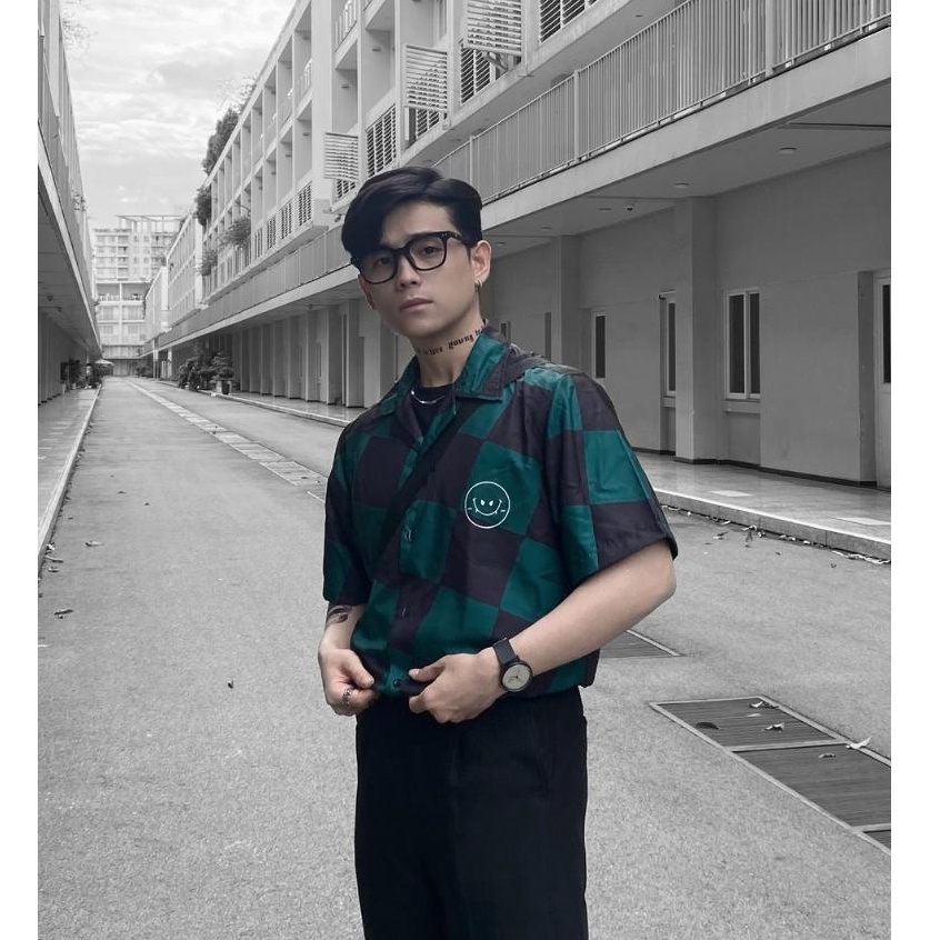 Áo sơ mi nam hoạ tiết DEVIL BOIZ tay ngắn vải lụa form rộng unisex