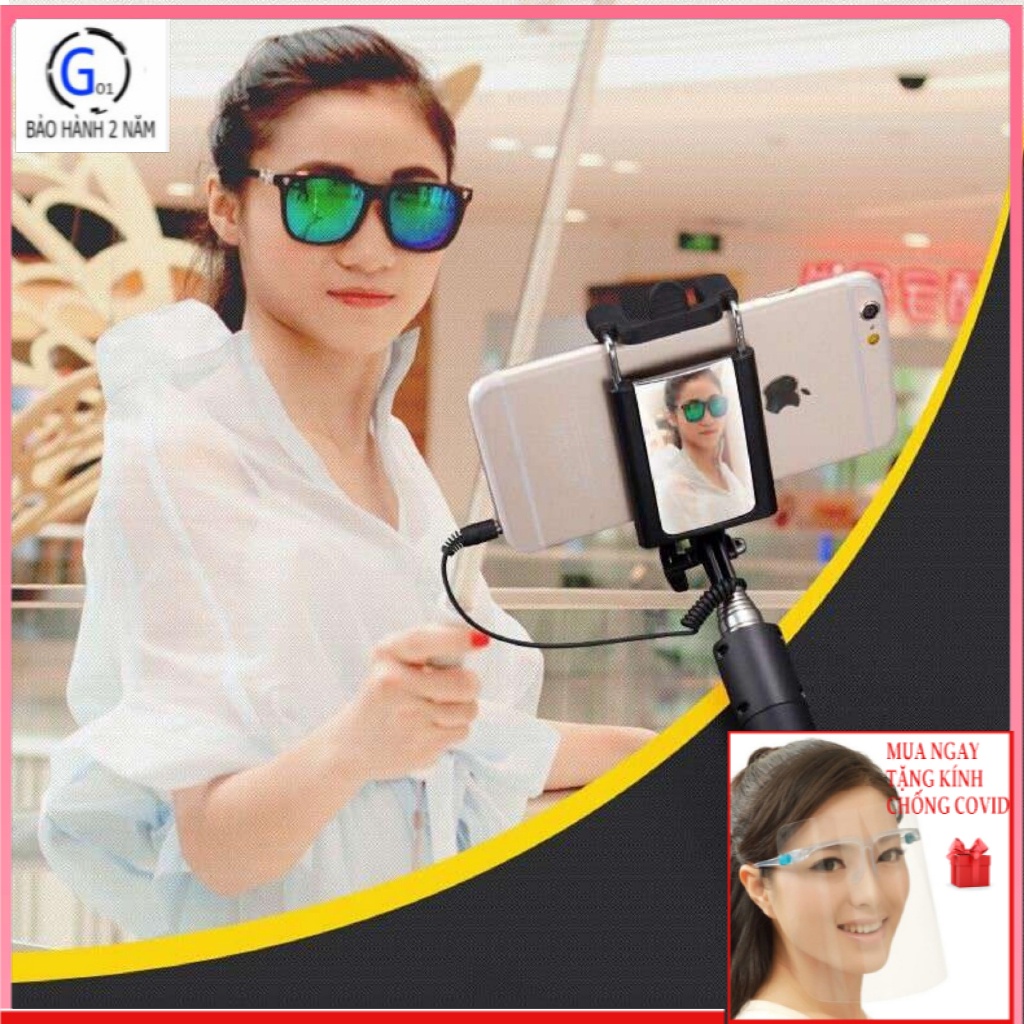 Gậy chụp hình selfie xi sắt Selfie Stick (Đen phối xanh)