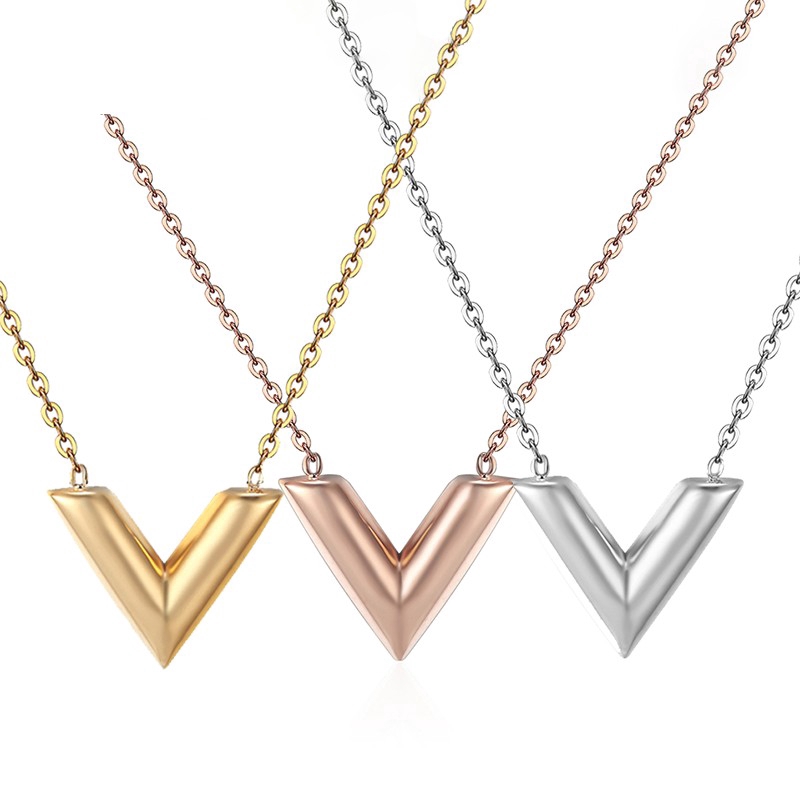Dây Chuyền Kim Loại Mặt Chữ V Thời Trang Cho Nữ