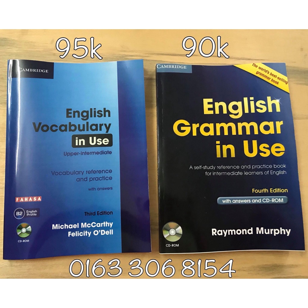 Grammar in use + English Vocabulary in Use - in đen trắng - bìa màu như hình - khổ A4