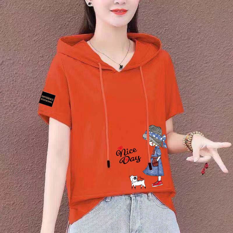 Áo Hoodie ngắn tay 100% cotton phong cách Hàn Quốc cho nữ | BigBuy360 - bigbuy360.vn