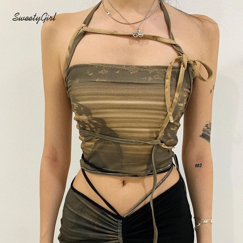 Áo Tank Top Hoạ Tiết Lính Thiết Kế Khoét Sâu Quyến Rũ