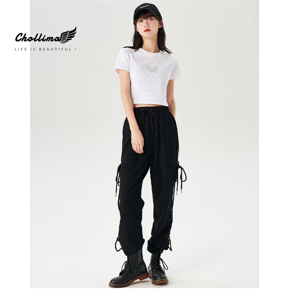 Áo thun croptop tay lỡ Chollima in hình CON BƯỚM AT453 chất vãi dày dặn co giãn 4 chiều