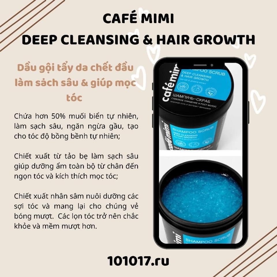 Tẩy da chết da đầu Cafe Mimi Super Volume Shampoo Scrub làm sạch sâu cho tóc tơi & bồng bềnh, giảm gàu ngứa, kiềm dầu