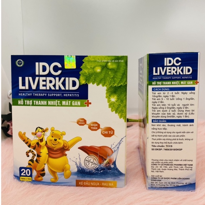 Mát gan thải độc gan IDC Liverkid hộp 20 ống giúp thanh nhiệt, mát gan, nhuận mật cho trẻ