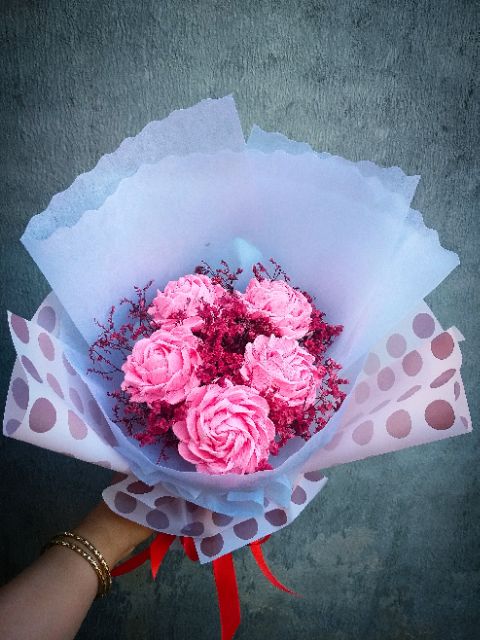 Bó hoa hồng giấy nhún Valentine/bó hoa tặng người yêu đẹp/hoa tặng mẹ 8 tháng 3