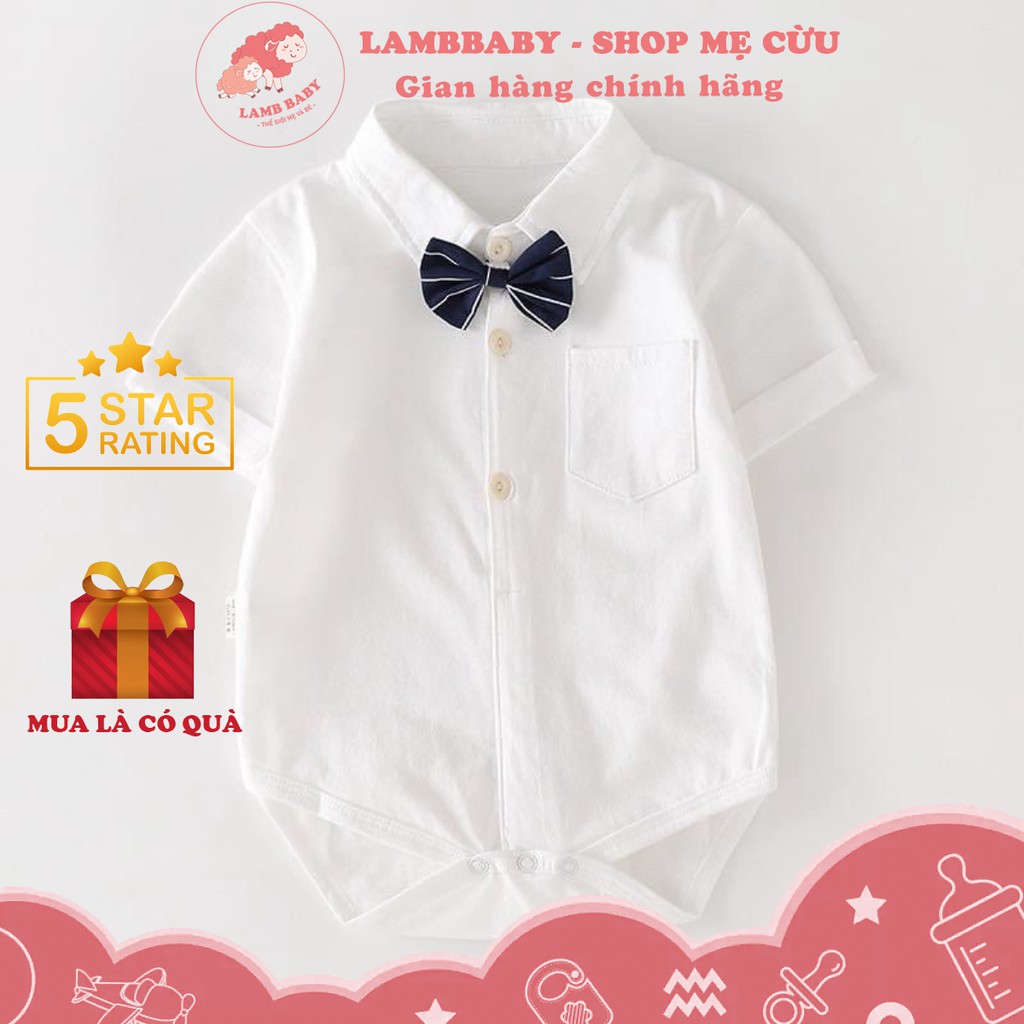 Bodychip kèm nơ body công tử cho bé trai 100% cotton cho bé từ sơ sinh đến 2 tuổi