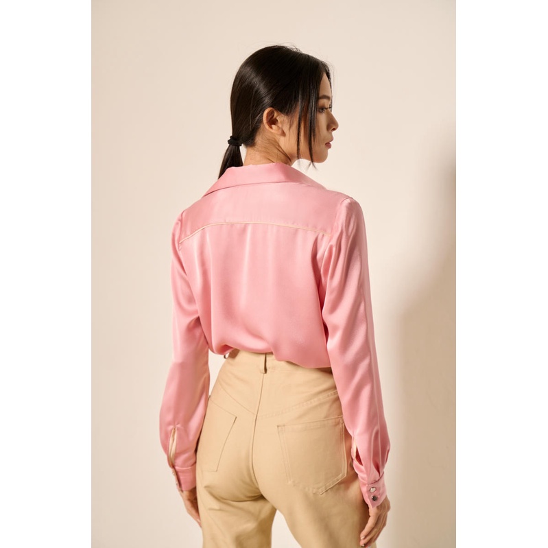 Graphé - CECILE lilac shirt / Áo sơ mi lụa tay dài dáng suông tím