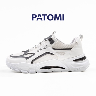 Giày thể thao nam phối da cao cấp PATOMI, giày sneaker nam trắng phong cách Hàn Quốc-G591TX