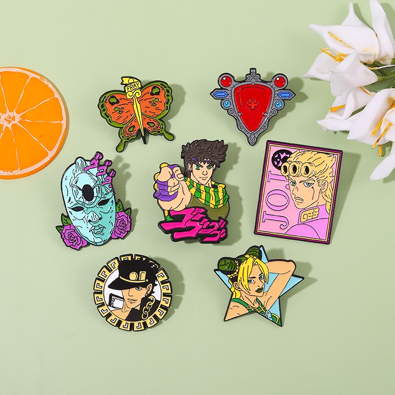 JoJo Enamel Pins Kujo Jotaro Jolyne Cujoh Brooches Lapel Badges Cartoon Funny Jewelry Gift for Kids Friends