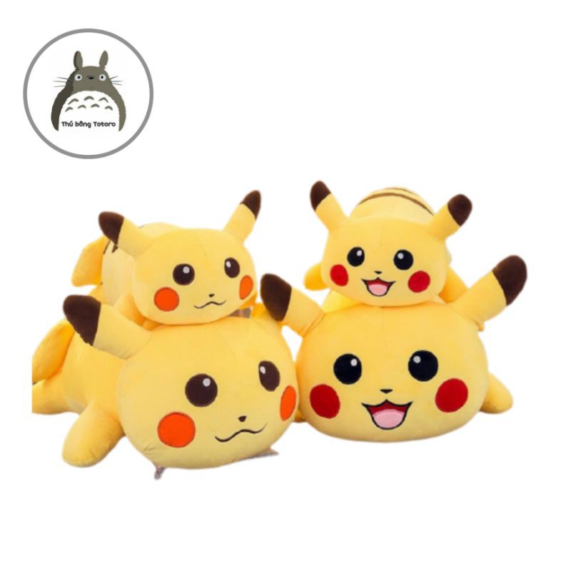 Gối Ôm Gấu Bông Pikachu Đáng Yêu Vải Nhung Co Dãn 4 Chiều Hàng Cao Cấp