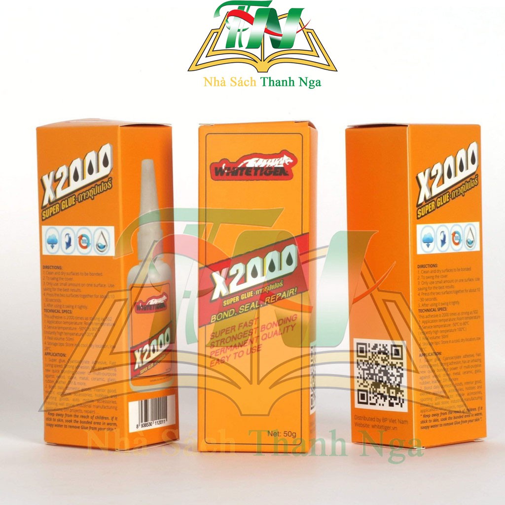 Keo Dán X2000 Siêu Dính, Keo Dán Đa Năng Dán Gỗ, Thủy Tinh, Dán Nhựa Dung Tích 50ml  An Toàn Với Da Tay Của Người Dùng