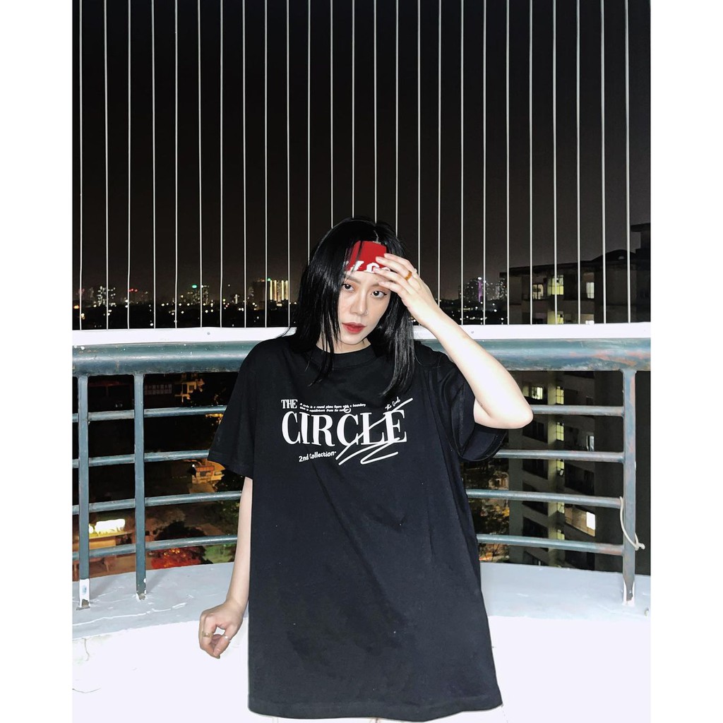 Áo thun nữ BLACKDOKI-CIRCLE , áo phông basic form rộng tay lỡ cá tính chất cotton dày dặn M183 | BigBuy360 - bigbuy360.vn