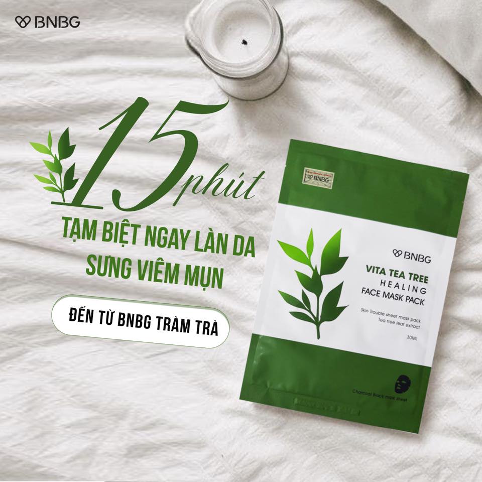 Mặt Nạ Tràm Trà BNBG [COMBO 5 MIẾNG] Giảm Mụn Thâm Sẹo Thải Độc Da BNBG Vita Tea Tree Healing Face Mask Pack