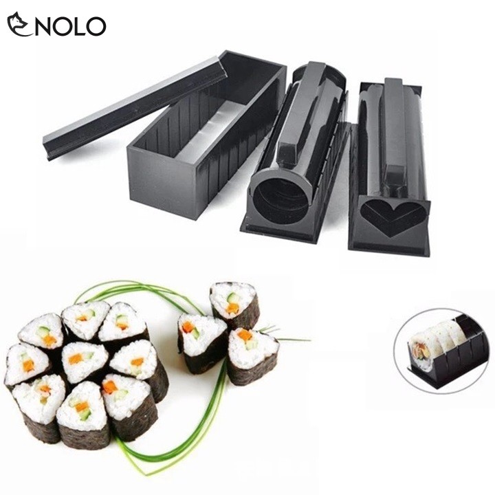 Bộ Khuôn Làm Sushi Kimbap 11 Món Chất Liệu Nhựa PP Thực Phẩm Tặng Kèm 1 Dụng Cụ Mài Dào 3 Lưỡi