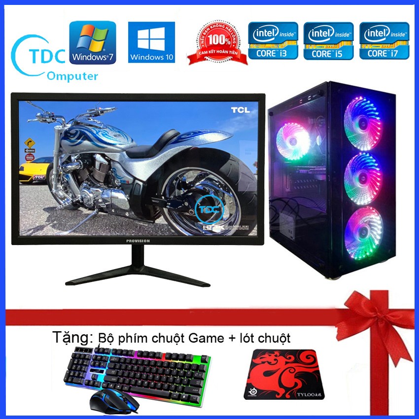 Bộ máy tính để bàn chuyển game,Màn 24 inch FULL, Core i7 4770, i5, i3, G3220 | RAM 8GB | SSD 128GB | VGA GTX 750TI 2GB.