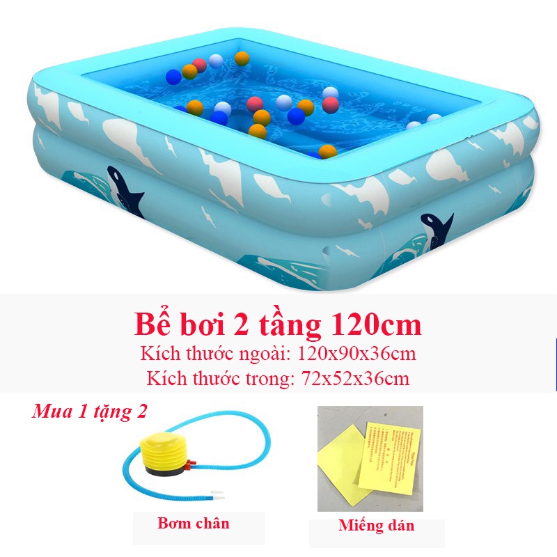 Bể Bơi Cho Bé 2 Tầng Đủ Kích Cỡ, Bể Bơi Phao Bơm Hơi Tại Nhà Chống Trượt Bền Bỉ, An Toàn Cho Bé