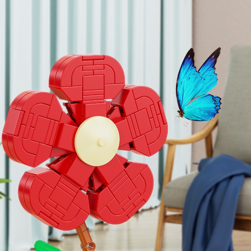 Đồ Chơi Lắp Ráp Đồ trang trí Chậu Hoa Đỏ 92017