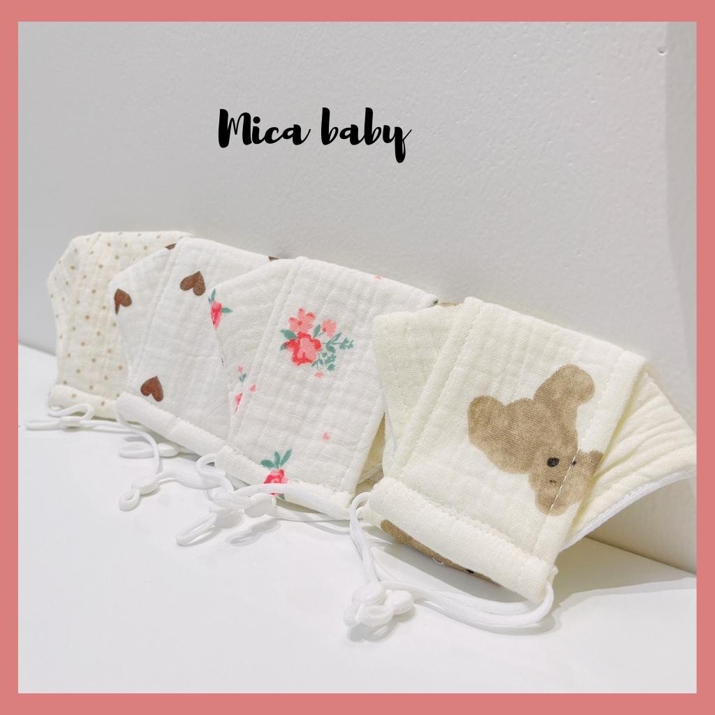 Khẩu trang vải xô Muslin 3 lớp 4d cho bé từ 0-4 tuổi Mica baby M03