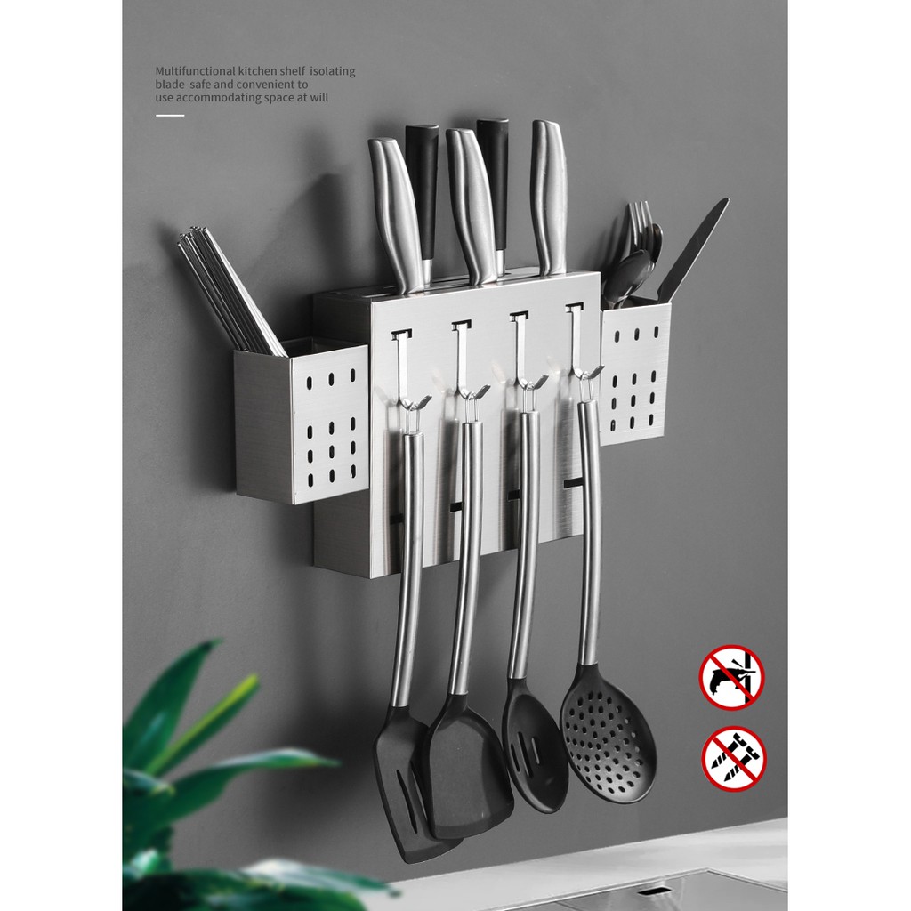 Kệ để dao đũa muỗm dán tường inox, kệ inox cắm dao đũa thìa